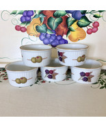 Royal Worcester Evesham England 1961 Set of 5 Custard Cups Berries and Olives - $50.00
