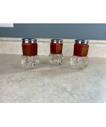   Red And Clear Pressed Glass Tapered Candlestick Holders With Locking C... - $12.20 CAD