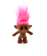 Ace Novelty Treasure Troll Doll HOT Pink Hair Red Circle Jewel Belly Rhi... - $10.84