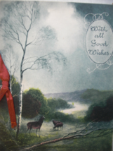 Vintage Holiday Card “With Good Wishes” on the front with color print of... - $15.00