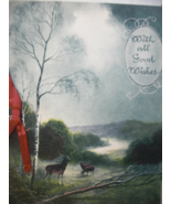 Vintage Holiday Card “With Good Wishes” on the front with color print of... - $276.84 MXN