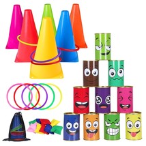 36 Pack Carnival Games Set, 4 In 1 Soft Plastic Cones Cornhole Bean Bags... - $54.99