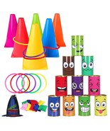 36 Pack Carnival Games Set, 4 In 1 Soft Plastic Cones Cornhole Bean Bags... - £44.06 GBP