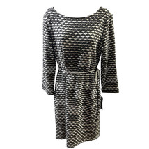 Sharagano Dress Belted Stretch Workingcore NEW Women Size 16 White Grey Black - $47.49