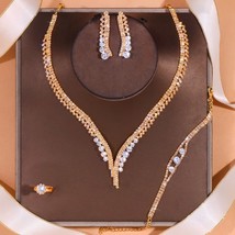 Simple Round Crystal Necklace Sets Wedding for Women Bride Accessories Rhineston - £15.41 GBP