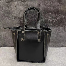  Leather Female Bag Spring High-Grade Cowhide Handbag Crossbody Bag Black Spot D - £45.50 GBP