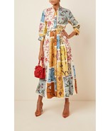 $2,990 NEW OSCAR DE LA RENTA GORGEOUS PATCHWORK FLORAL RUNWAY MIDI DRESS... - $1,396.50