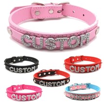 Custom Rhinestone Letter Collar You Choose Color and Words Faux Leather ... - $25.00
