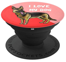 German Sheppard Dog Breed Design - Split Red Background PopSockets Grip ... - $15.00
