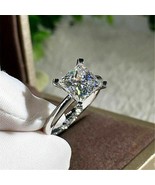 3Ct Princess Cut Lab Created Diamond Solitaire Womens Ring 14k White Gol... - £84.68 GBP