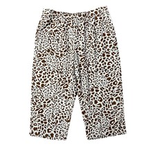 Susan Graver PURE Size L Capri Pants Animal Printed Linen Blend Regular Pull On - $13.98