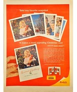 KODAK - SEASON GREETINGS - Snapshot Christmas Card 1965 Vintage Print Ad - $13.50