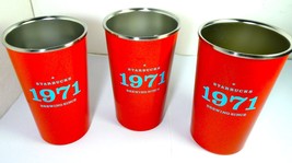 Starbucks 3 Red Cup Stainless St.Mercury 12 oz EMEA 1971 Brewing Since W sku,New - £195.13 GBP