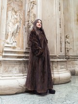 Mahogany Lunaraine Canadian Mink Fur Coat L to XXL 52&quot; Long Fast Shipping - $799.00