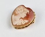 Vintage VD Large Solid 14k Gold Heart Shape Cameo Pendant / Brooch Pin s... - £257.07 GBP