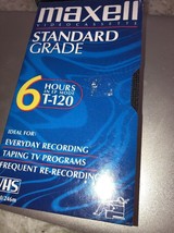 MAXELL Standard Grade 6 Hours T-120 VHS BLANK TAPE Brand New - $11.88