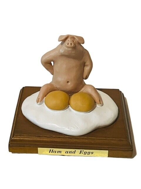 Primary image for Pig Figurine Anthropomorphic Farm Hog Piglet sculpture gift farm Vtg Ham Eggs
