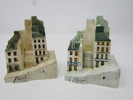 Vtg 2 Solid Miniature Buildings Paris Bar Grey &amp; Green Slate Line Roof  ... - $12.82