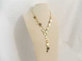 Department Store 16” w 3” ext. Gold Tone Disc & Sea Shell "Y" Necklace K720 $30 - $9.67