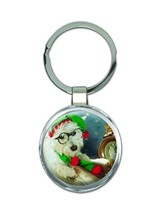 Maltese Christmas : Gift Keychain Dog Pet Animal Puppy Cute Funny - £6.31 GBP