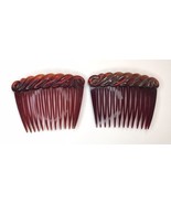 Vtg Early Plastic Hair Combs Set of 2  Estate Find Warm Brown - £15.73 GBP