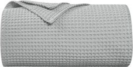 Phf 100% Cotton Waffle Weave Blanket Queen Size 90&quot; X 90&quot; - 405Gsm, Light Grey. - £51.15 GBP