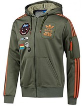 New Adidas Original Jacket StarWars Flock X Wind Track hoodie Green Oliv... - £110.61 GBP