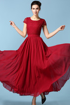 Women s elegant long length pleated skirt style dress red colour unomatch unomatchshop thumb200