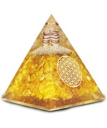 India Citrine Orgonite Pyramid EMF Orgone Healing Crystal Meditation Pos... - $26.12