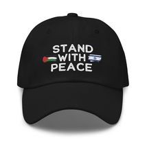 Stand with Peace Israel Palestine Flag Dad hat Black - £28.89 GBP