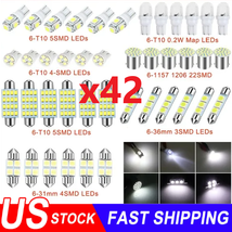 42PCS Car Interior Combo LED Map Dome Door Trunk License Plate Light Bulbs White - £22.38 GBP