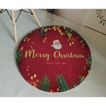 Round Red Christmas Rug, Christmas carpet, Bedroom bedside carpet, Flannel  - £52.70 GBP