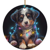 Cute Australian Shepherd Puppy Dog Christmas Light Ornament Ceramic Gift... - $14.80