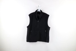 Vintage 90s Gap Mens Medium Faded Full Zip Fleece Vest Jacket Black Polyester - £39.52 GBP