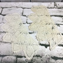 Vintage Half Doilies Lot Of 2 15” Crocheted 1/2 Flower Shaped Collectibl... - $15.84