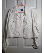NEW.  Woman Arizona  white DENIM JACKET SIZE Large style vintage - $526.87 MXN