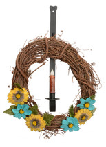 Wreath Hook &amp; Candle Holder - Wall Mount Wrought Iron Holiday Decor Amish Usa - £33.17 GBP