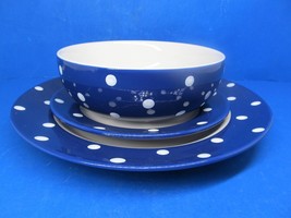 Spode Baking Days Dark Blue 10 1/2&quot; Dinner Plate 8&quot; Salad Plate And 7&quot; B... - £61.70 GBP