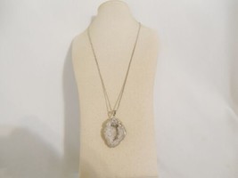 Aqua  23&quot; Silver Tone White Quartz Pendant Necklace C680 $34 - $9.64