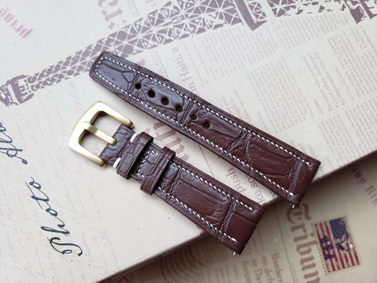 (Customizable, multiple size) Alligator leather handmade watch straps - $149.99