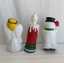 Vtg Empire Blow Mold Christmas Pathway Light Toppers Snowman Candle Angel 1999 - £20.09 GBP