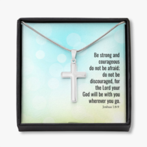 The Lord Your God Will Be With You Joshua 1:8-9 Cross Card Necklace w Stainless - £38.11 GBP+