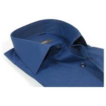 Men's Shirt, Hankie CASILA Turkey Cotton Blend Long Sleeves 501470-07 Solid Navy image 2