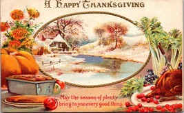 1910 THANKSGIVING Embossed Postcard pumpkin bread turkey nostalgia a4 - $22.22