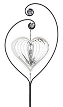 Heart Wind Spinner 3D Suncatcher Garden Stake 63" Double Pronged Stainless Steel image 1