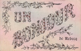 REGECQ BELGIUM-UN BONJOUR-GOLD GLITTER~1906 G THEYS POSTCARD - $10.14