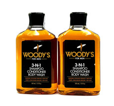 Woody&#39;s For Men 3-IN-1 Shampoo, Conditioner &amp; Body Wash 12 oz-2 Pack - £27.79 GBP