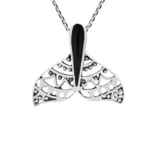 Exquisite Swirls Ocean Whale Tail  Black Onyx Sterling Silver Necklace - £20.54 GBP