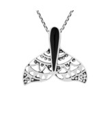 Exquisite Swirls Ocean Whale Tail  Black Onyx Sterling Silver Necklace - £20.82 GBP