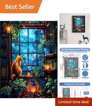 Relaxing 5D Diamond Painting Kit for Adults - Cat and Landscape Art, 12x16 - $17.77